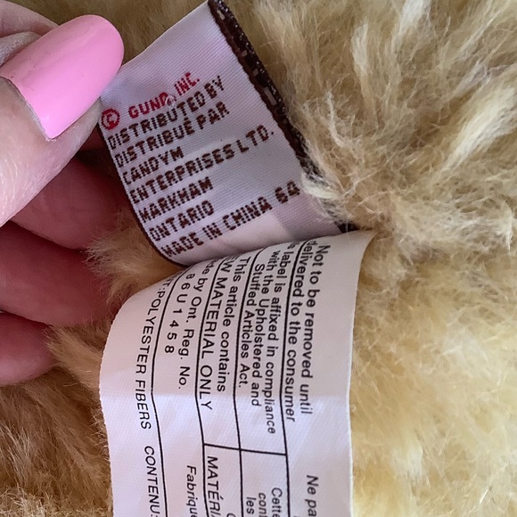 GUND Golden Honey Coloured Plush Bear Yellow Black Checkered Bow Stuffed Animal - Picture 10 of 12